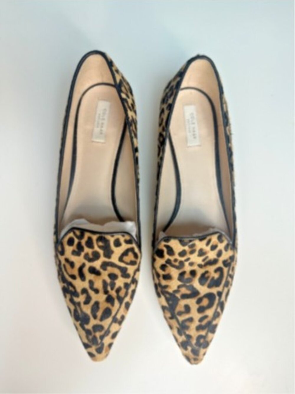 Cole Haan Leopard Calf Hair Pointy Toe Loafer Flats size 8.5